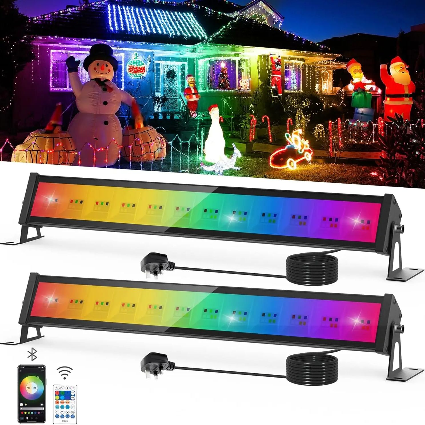 Smart Garden Uk - 50W RGB LED-schijnwerperbalk met afstandsbediening Slimme