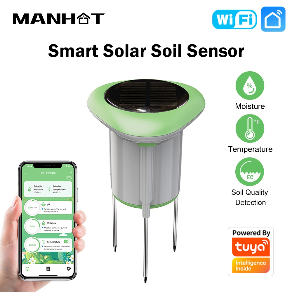 Smart Garden Irrigation - MANHOT WiFi Smart Solar Bodemsensor 3in1