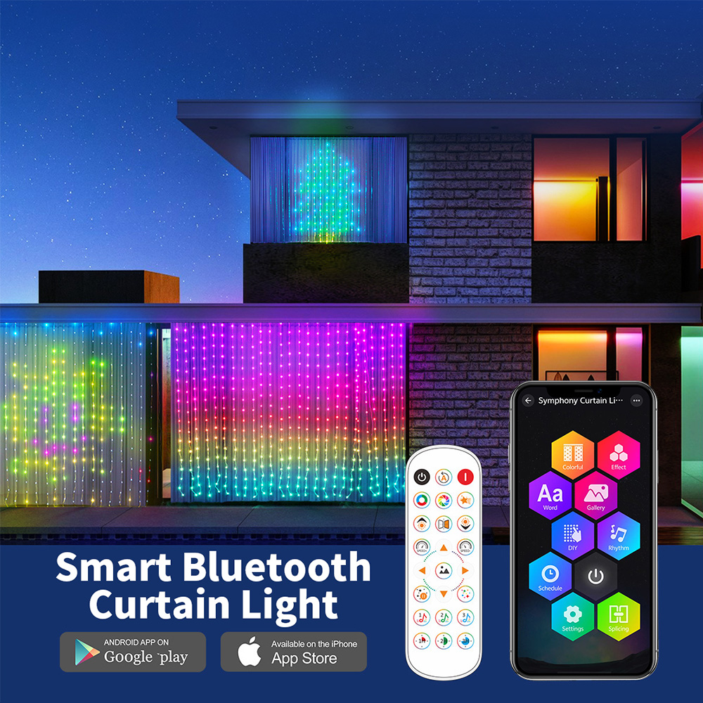 Smart Garden Led Lights - Slimme LED RGB-gordijnverlichting IP65 met muziek