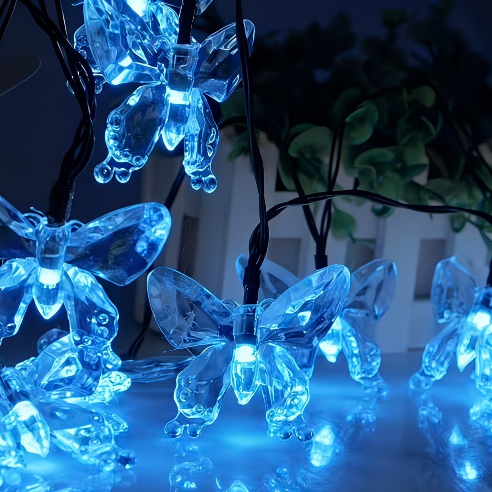 Smart Garden Ornaments - Crystal Butterfly Outdoor Fairy String Lights,