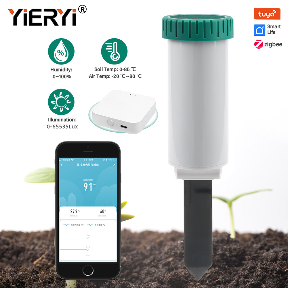 Smart Zigbee Garden Light - Yieryi Tuya Zigbee Draadloze Bodemsensor Temperatuur