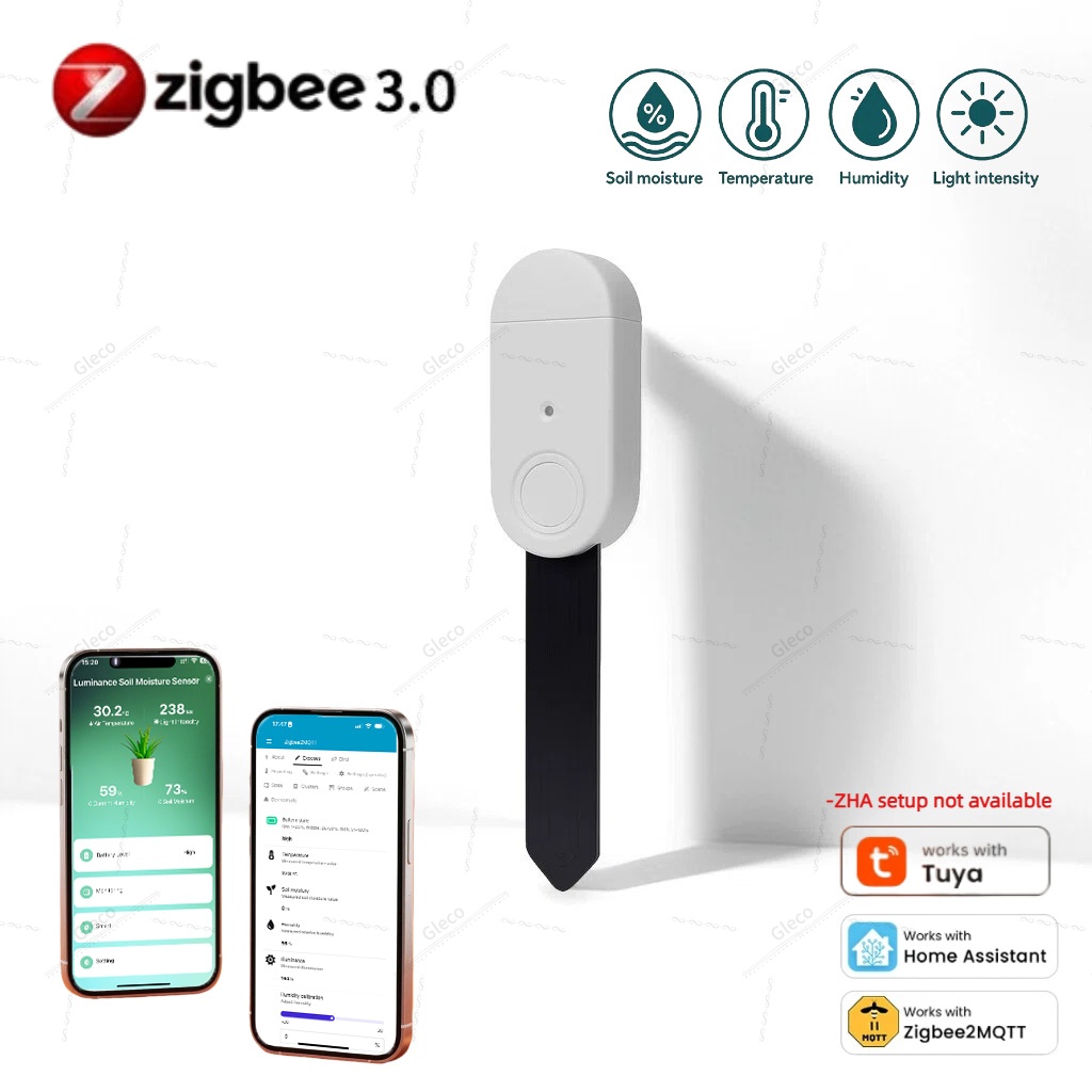 Smart Zigbee Garden Light - 4in1 Zigbee Bodemvocht Temperatuur-vochtigheidssensor Met Lichtdetectie
