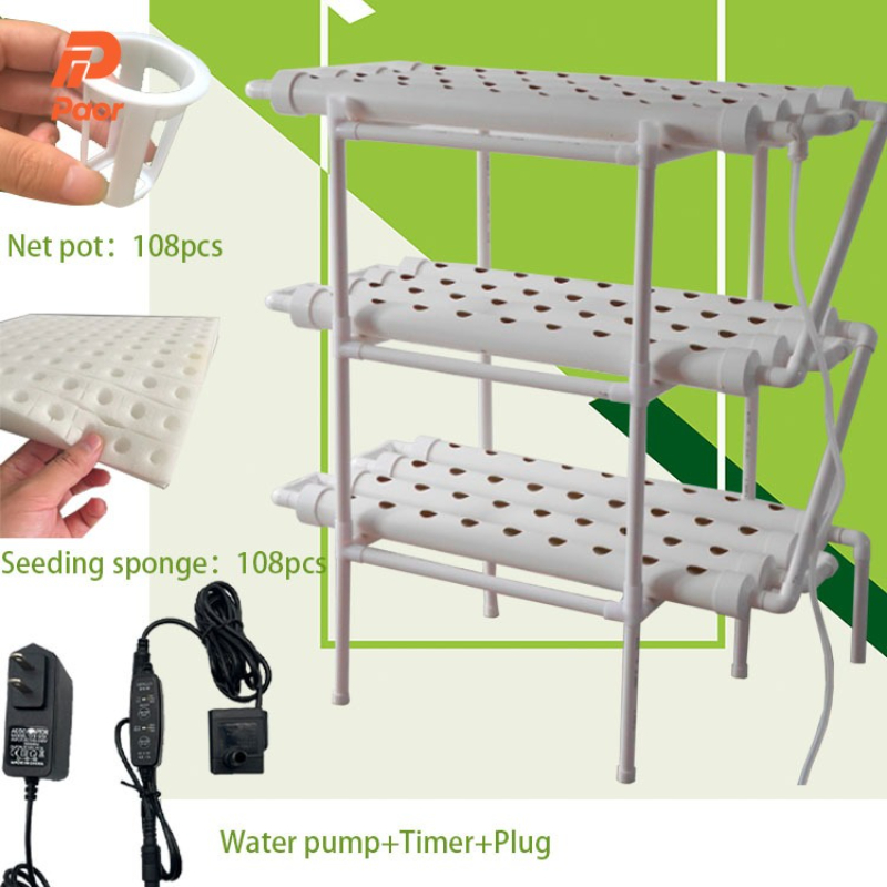 Aquaponics Home Kit - 108-gats hydrocultuur kweeksysteem, 3-laags aquaponicsysteem voor